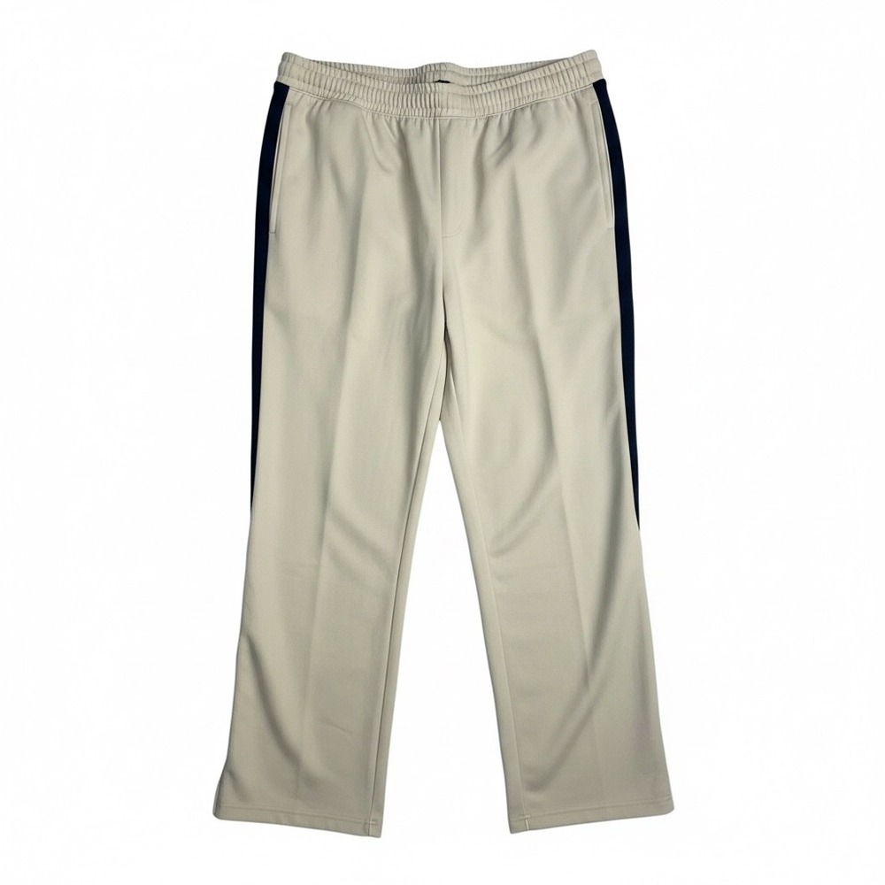 Under Armour Mens 2XL Tan Navy Black Side Stripe Ankle Zip Athletic Track Pants